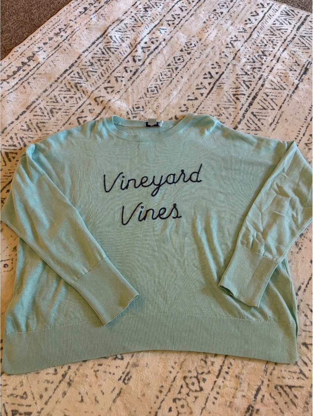 Vineyard Vines Light Green Cotton Acrylic Blend Sweater XL